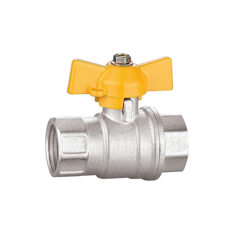 Valvola a sfera a passaggio totale in ottone nichelato con filettatura FF AMT-2052