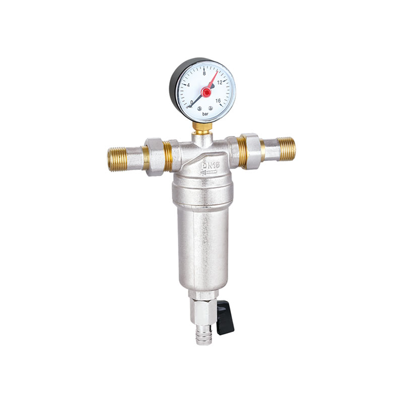 Filtro acqua in bottiglia in ottone con manometro per acqua fredda AMT-3021