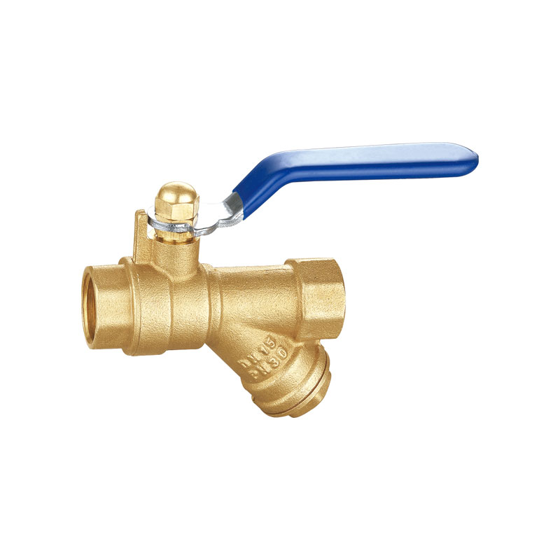 Valvola di ritegno con filtro in ottone a 3 vie tipo t AMT-8004